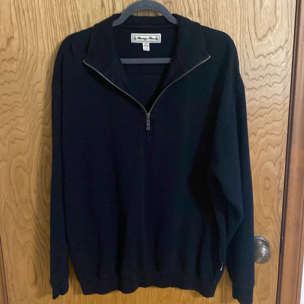 Montego Mon XL Silk long sleeve collar 1/4 zip up textured shirt silk blend